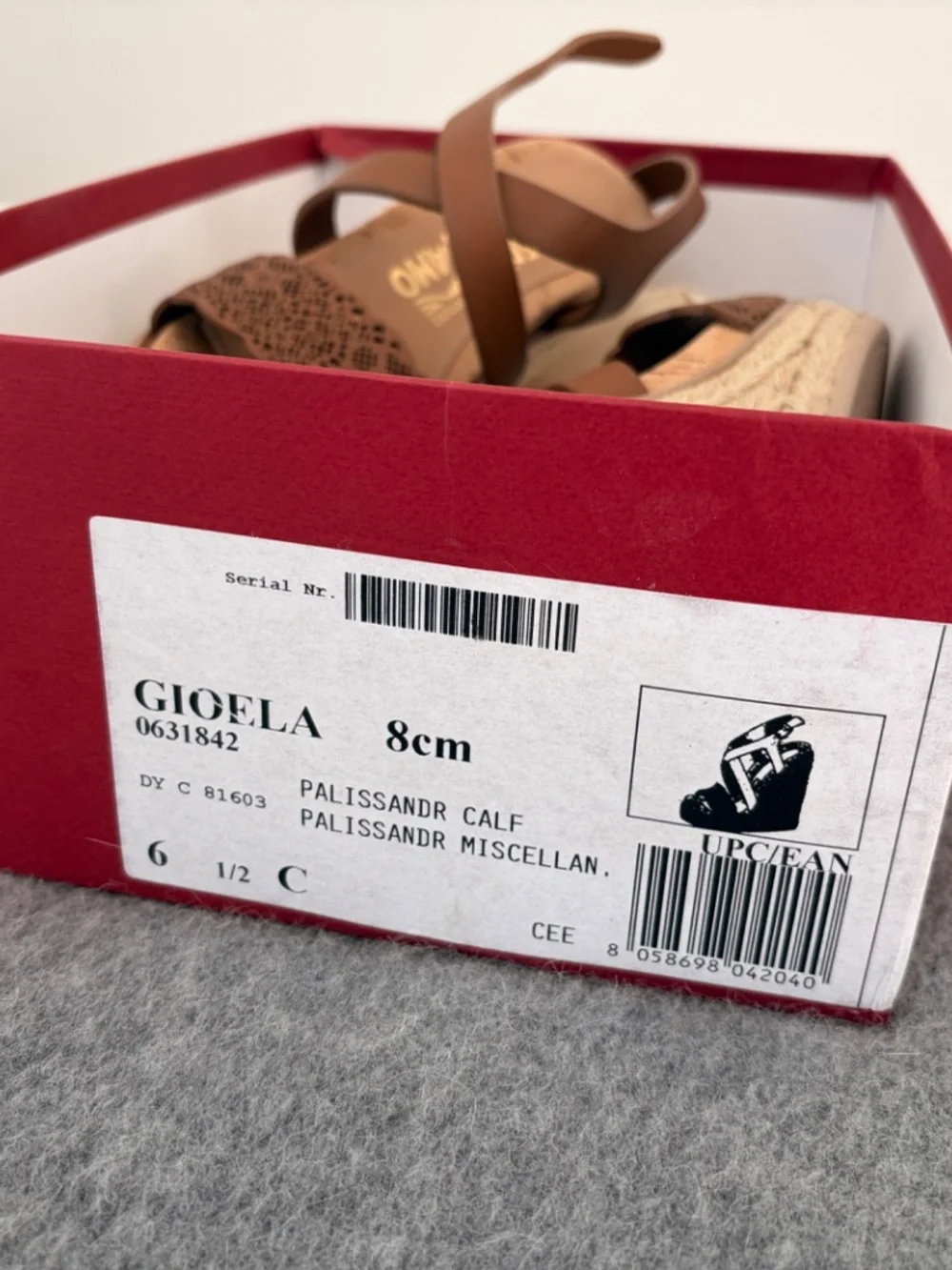 Salvatore Ferragamo Gioela Wedge Espadrille Sandals – 6.5 C – Box & Dust Bag